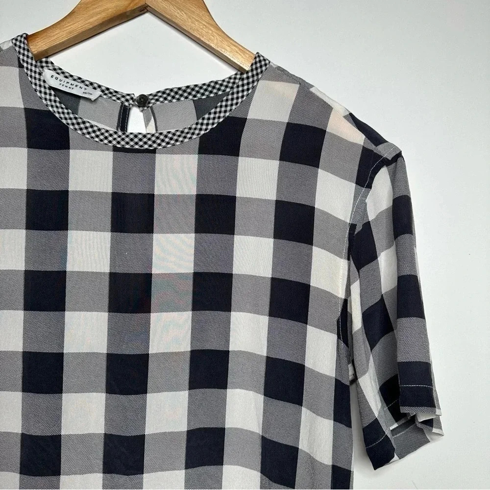 Equipment Gray Buffalo Check Logan 100% Silk Blouse Size XS - Picture 9 of 9